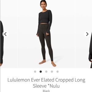 Lululemon Ever Elated Cropped Long Sleeve *Nulu Black 8/M